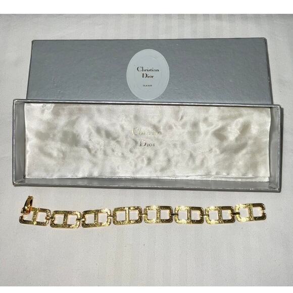 Christian Dior CD Logo Gold Color Bracelet W/Box - Picture 1 of 13